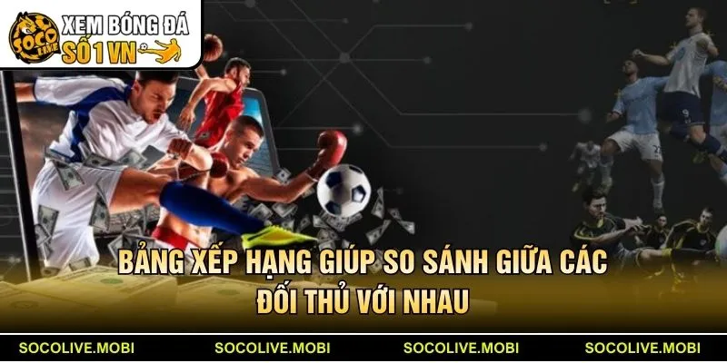 Bảng xếp hạng giúp so sánh giữa các đối thủ với nhau