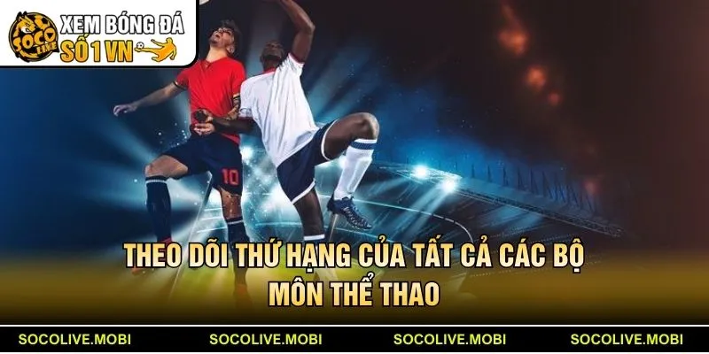 Theo dõi thứ hạng của tất cả các bộ môn thể thao